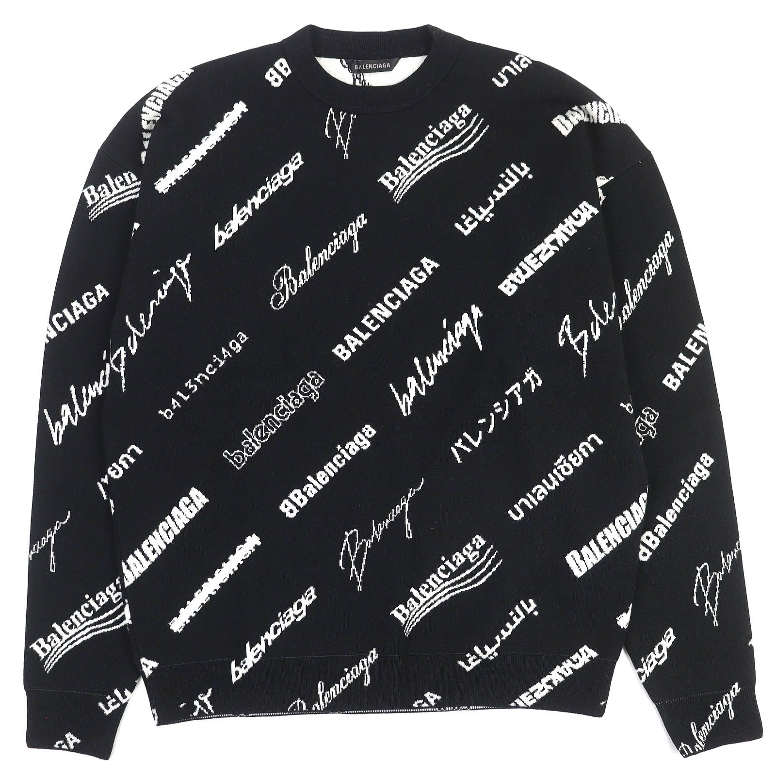 未使用品△BALENCIAGA バレンシアガ 23SS 724858 ウール ロゴ総柄