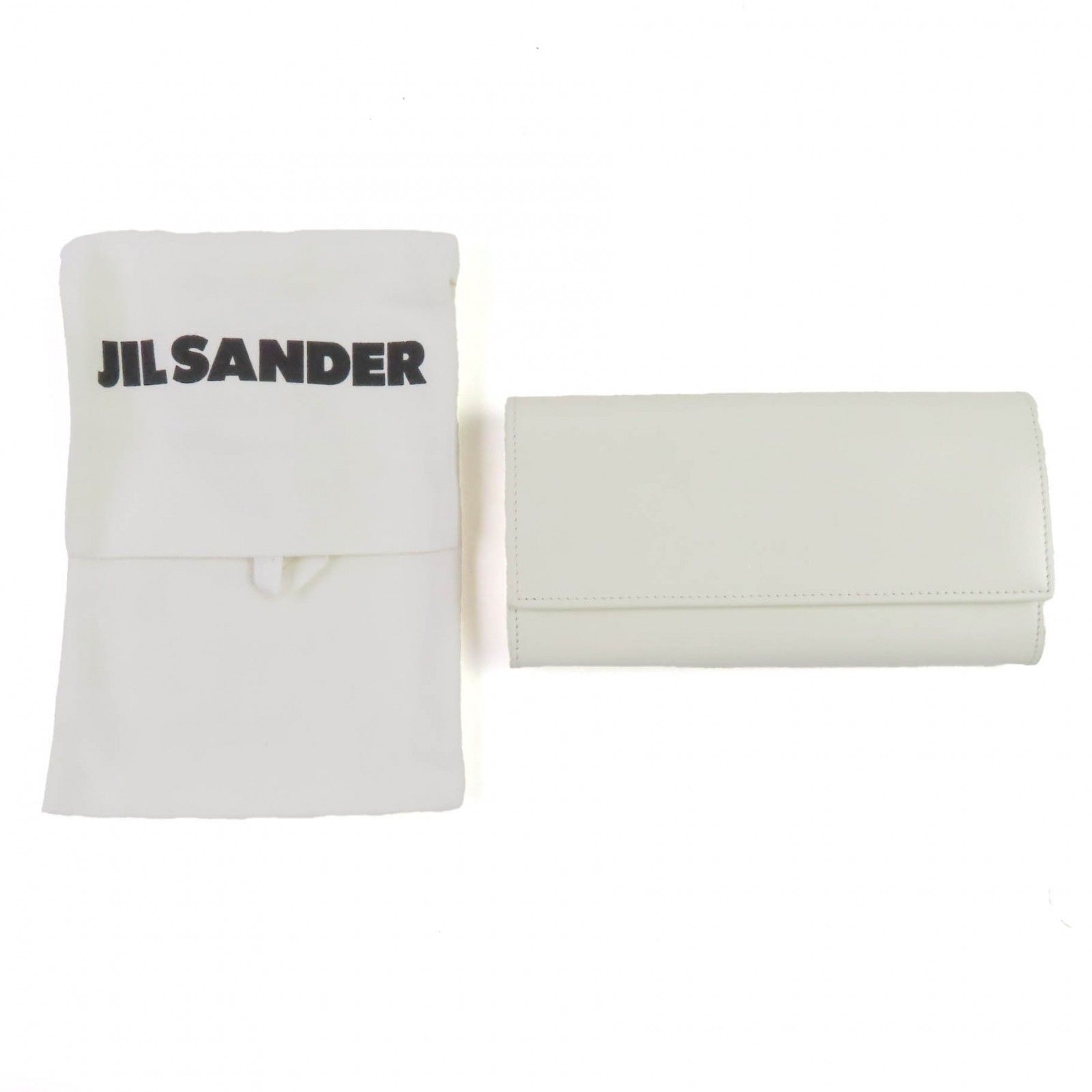 JIL SANDER ジルサンダー フラップロングウォレット レザー 長財布 オフホワイト 保存袋付き イタリア製 レディース