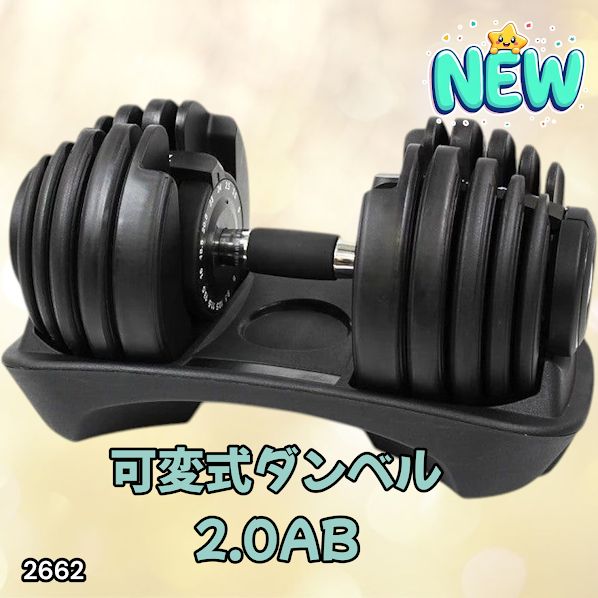 2662 可変式 アジャスタブル ダンベル 24kg 単品 1秒で重量変化 15段階