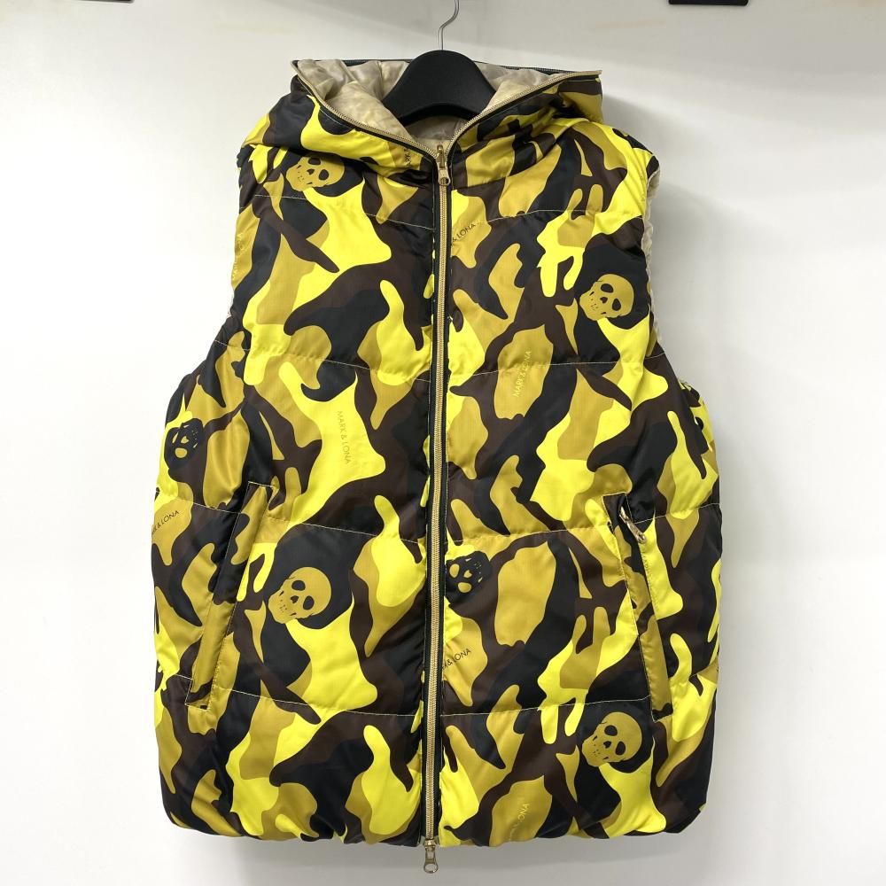 中古】mark＆rona カモフラ ダウンベスト サイズL イエロー ML-12W-DVA