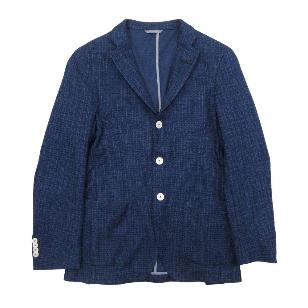 altea アルテア JAMES リボン シングルブレスト 3 B コットンツイード テーラード ジャケット ブレザー ブルゾン 46 紺 ネイビー メンズ 古着