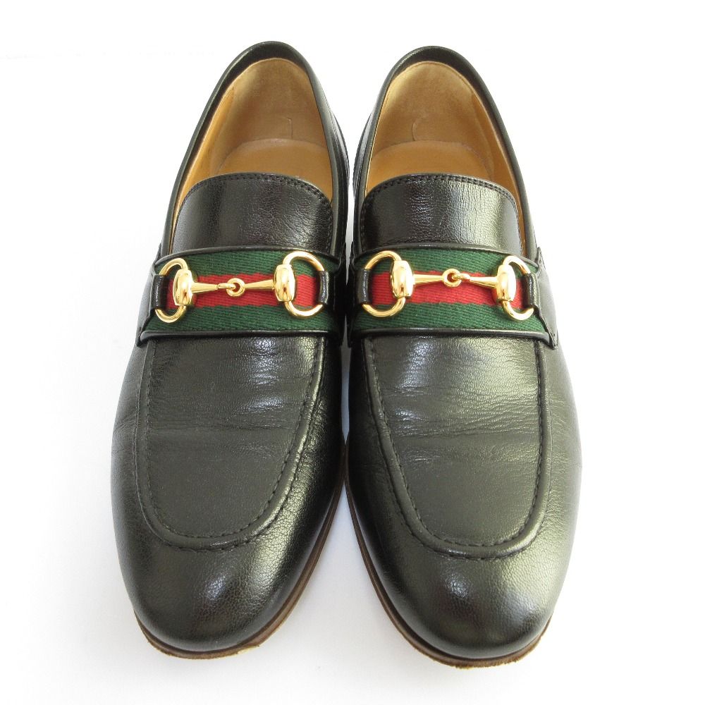 GUCCI グッチ ウェブライン ヒール付き ビットローファー パンプス 660819 サイズ38 25 cm相当 ブラック レディース 古着