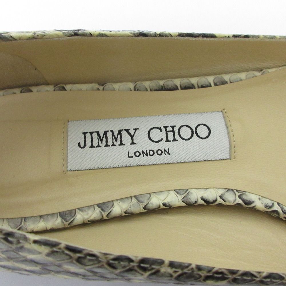 良品 JIMMY CHOO ジミーチュウ パイソンレザー ポインテッドトゥ