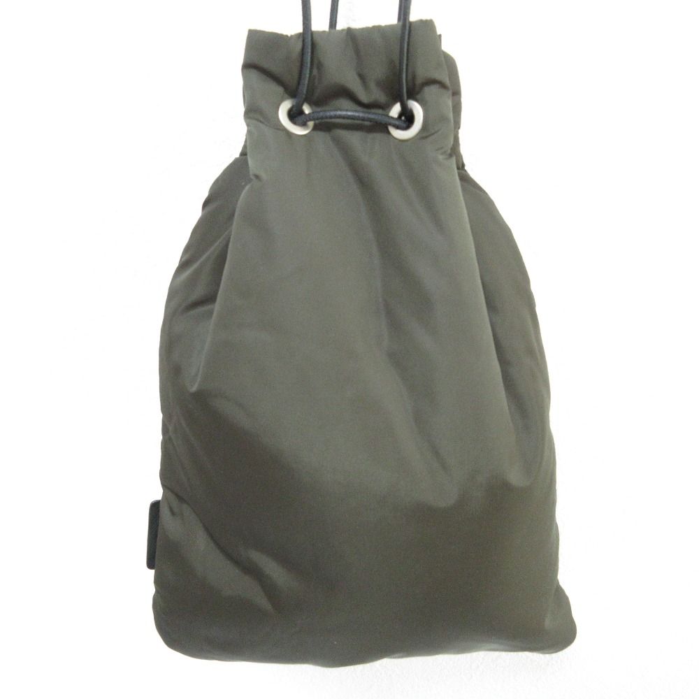 JIL SANDER ジルサンダープラス ナイロンキャンバス 巾着バッグ ドローストリング ショルダーバッグ カーキ レディース 古着