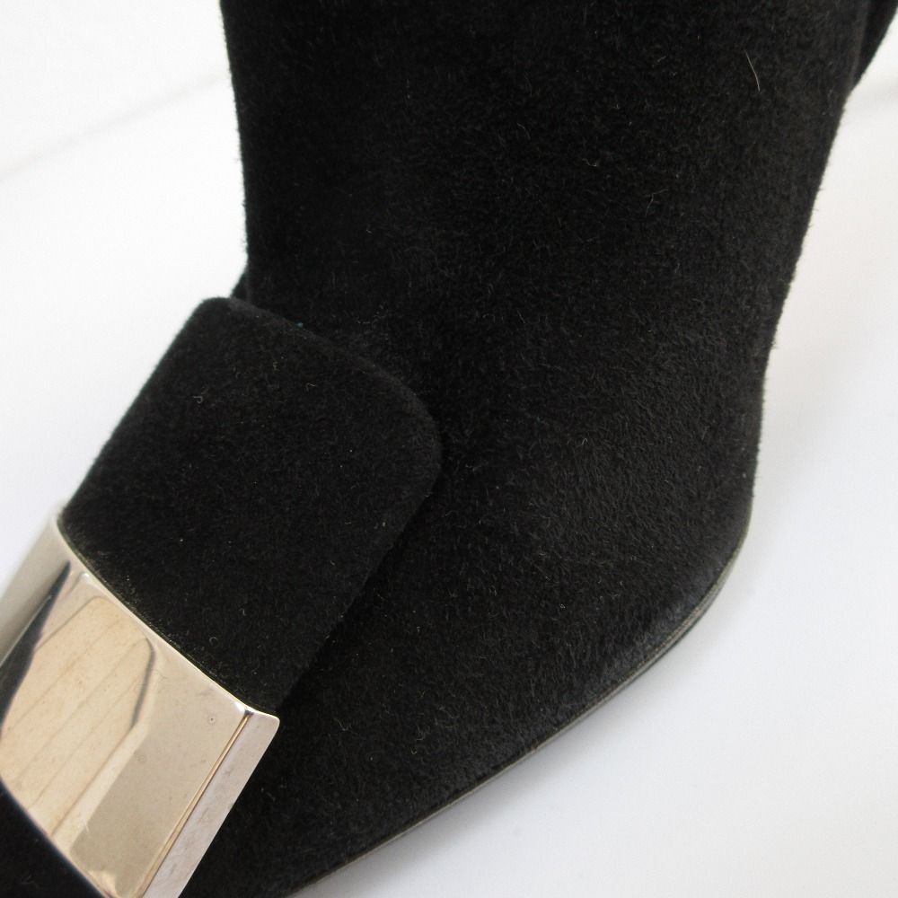  sergio rossi セルジオロッシ sr 1 スエード ショートブーツ ブーティー サイズ38 25 cm相当 ブラック レディース 古着 ブーティ ブーツ