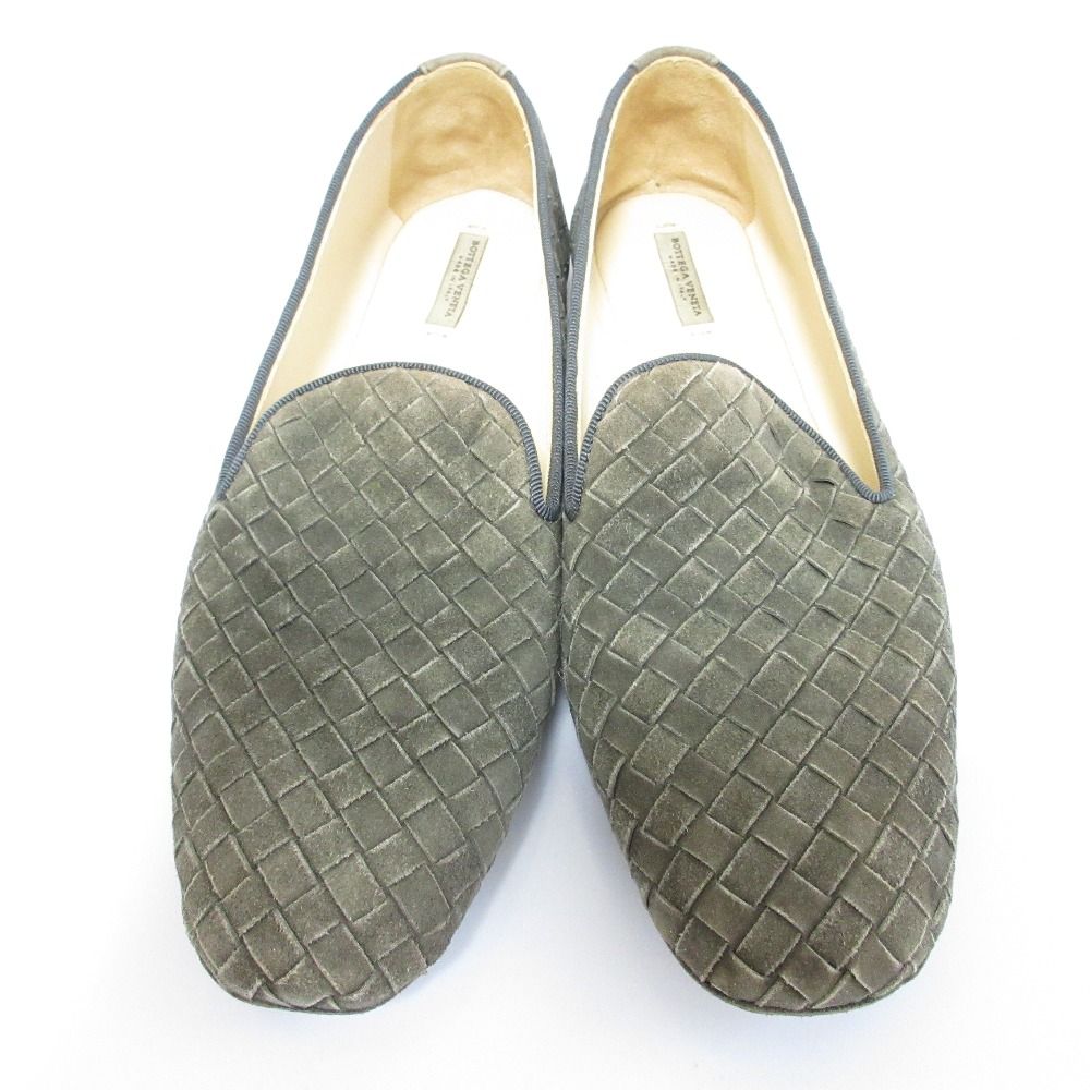 BOTTEGA VENETA ボッテガヴェネタ イントレチャートレザー スリッポン サイズ37 24 cm相当 グレー レディース 古着