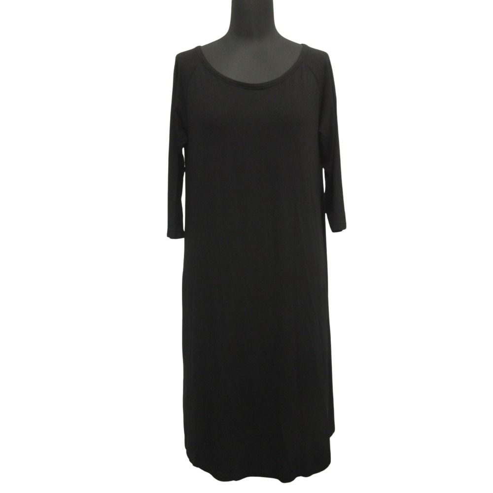 RISMAT by Y s リスマット ワイズ YOHJI ヨウジヤマモト ワンピース ドレス カットソー レーヨン 七分丈 2 黒 ブラック レディース 古着