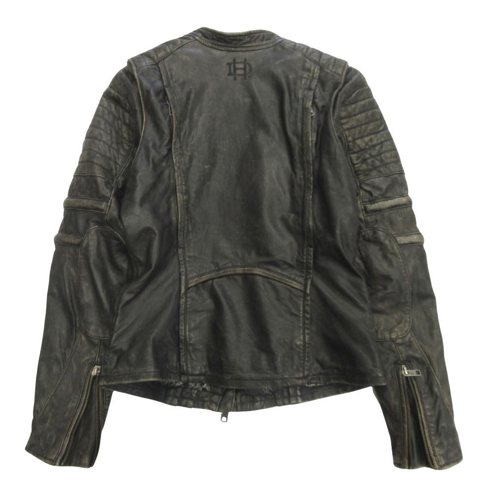HARLEY DAVIDSON ハーレーダビッドソン レザー バイカー ジャケット ブルゾン ライダース セミダブル M 黒 ブラック レディース 古着