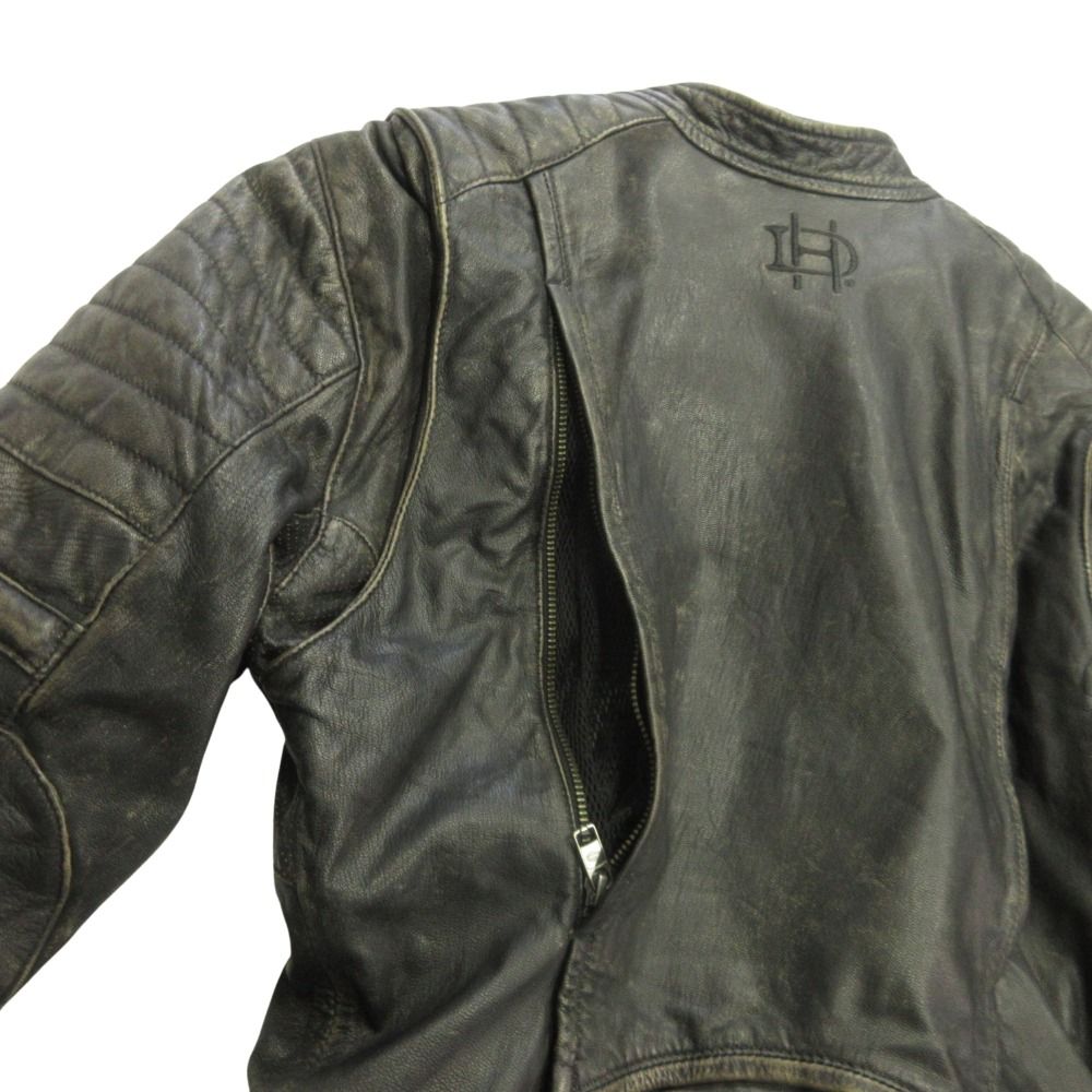  HARLEY DAVIDSON ハーレーダビッドソン レザー バイカー ジャケット ブルゾン ライダース セミダブル M 黒 ブラック レディース 古着 その他 レザージャケット ライダース
