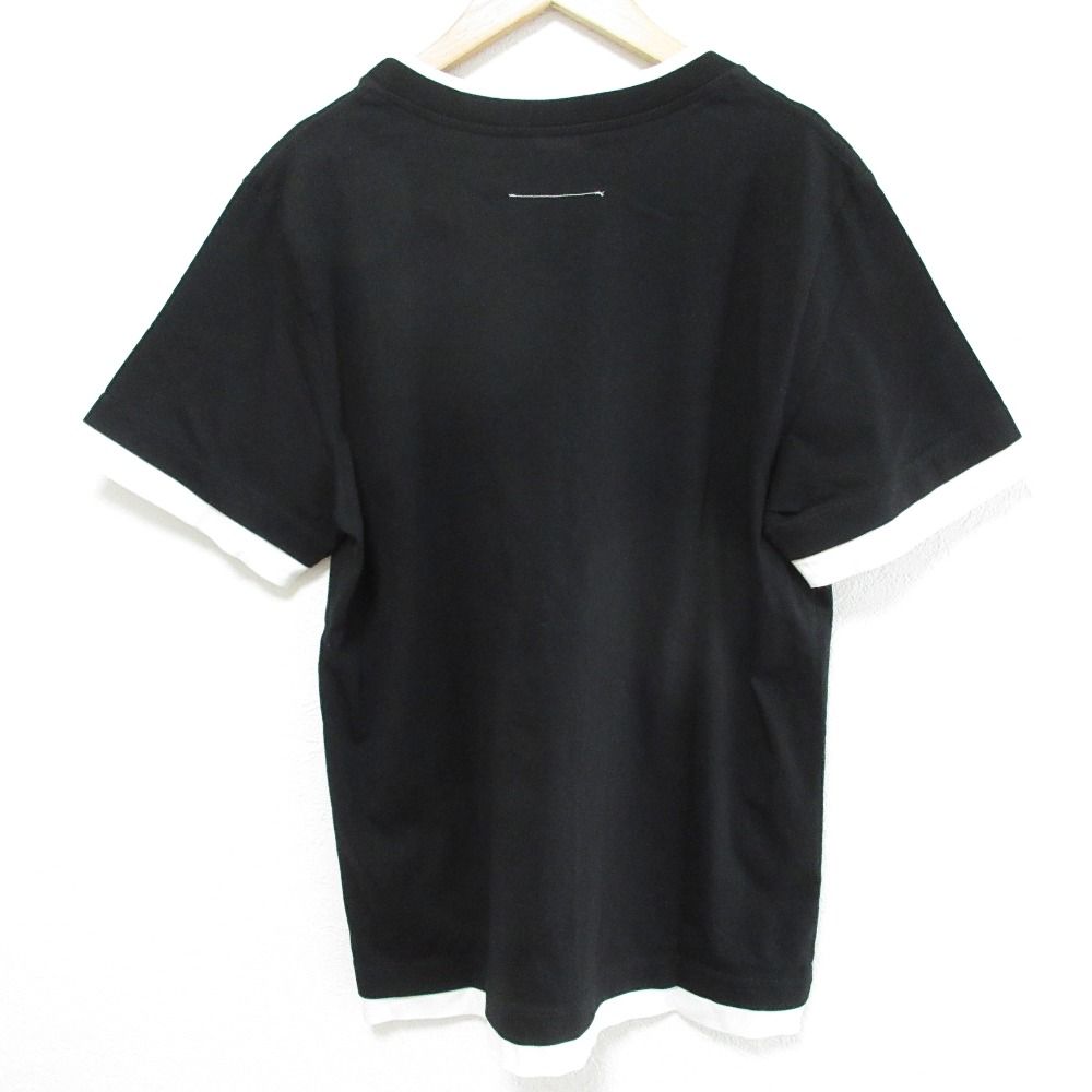 MM 6 Maison Margiela エムエムシックス メゾンマルジェラ ロゴプリント レイヤードTシャツ カットソー サイズS ブラック レディース 古着