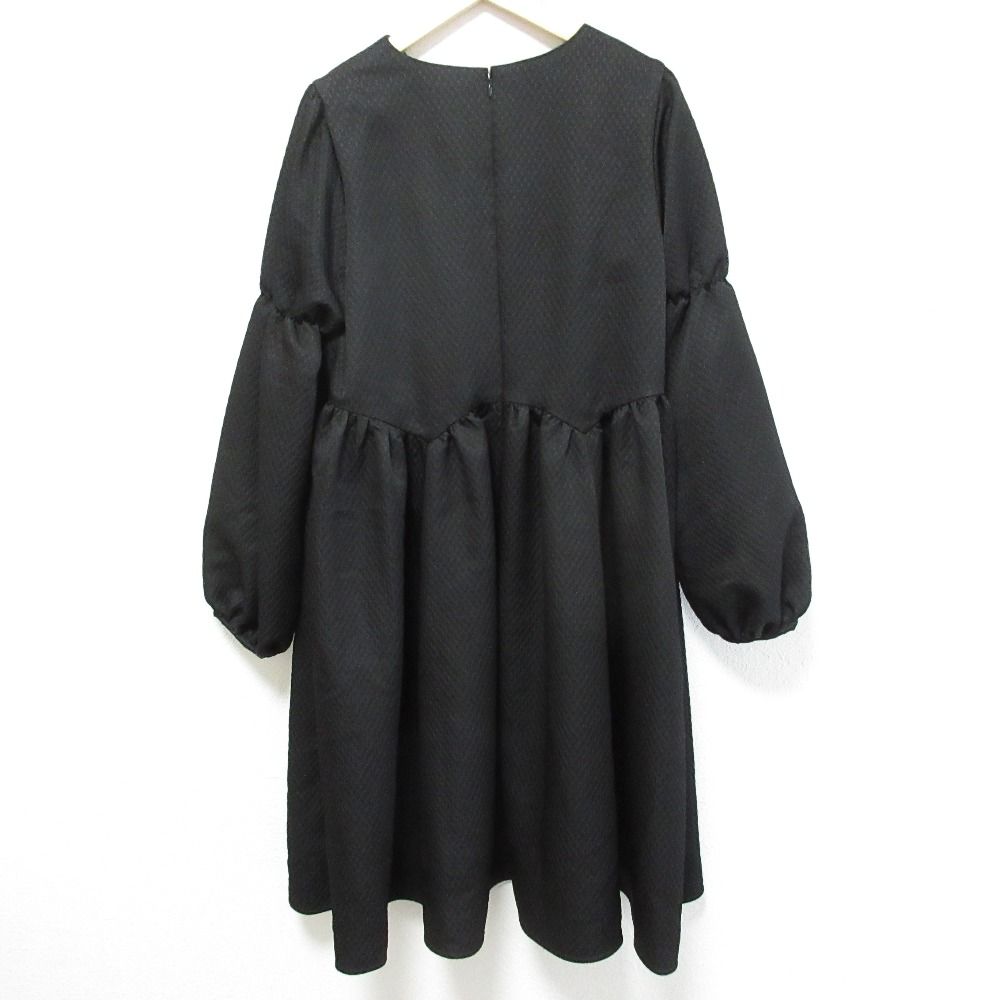 23 AW LE CIEL BLEU ルシェルブルー マテラッセジャガード ドレス ワンピース サイズ36 ブラック レディース 古着