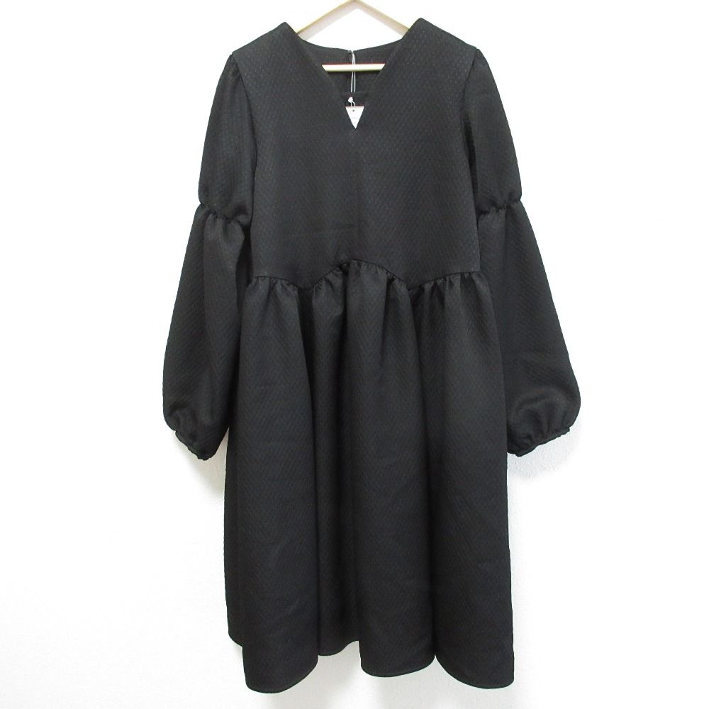 23 AW LE CIEL BLEU ルシェルブルー マテラッセジャガード ドレス ワンピース サイズ36 ブラック レディース 古着