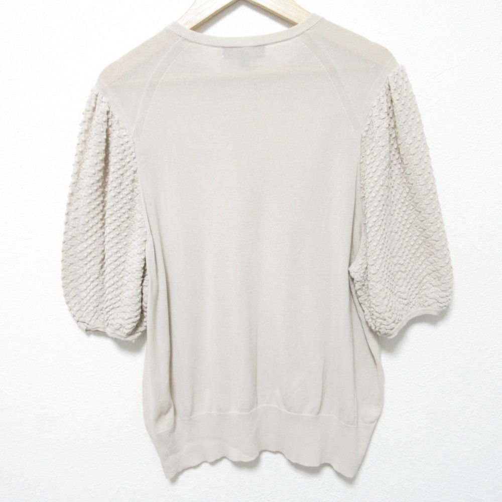 Drawer ドゥロワー 18 Gコットン ギャザースリーブ プルオーバーニットカットソー サイズ1 ベージュ レディース 古着