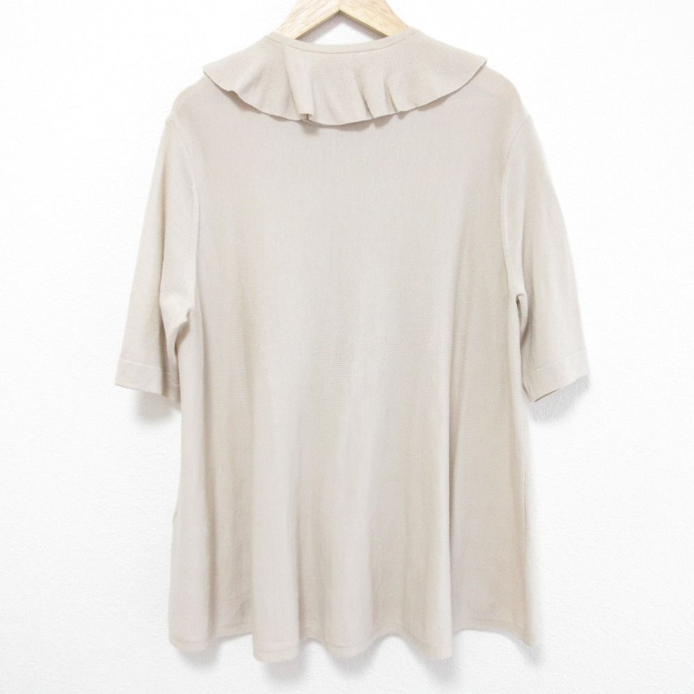 Drawer ドゥロワー 18 G ウール フリルクルーネック ショートスリーブ ニットブラウス ピンクベージュ レディース 古着