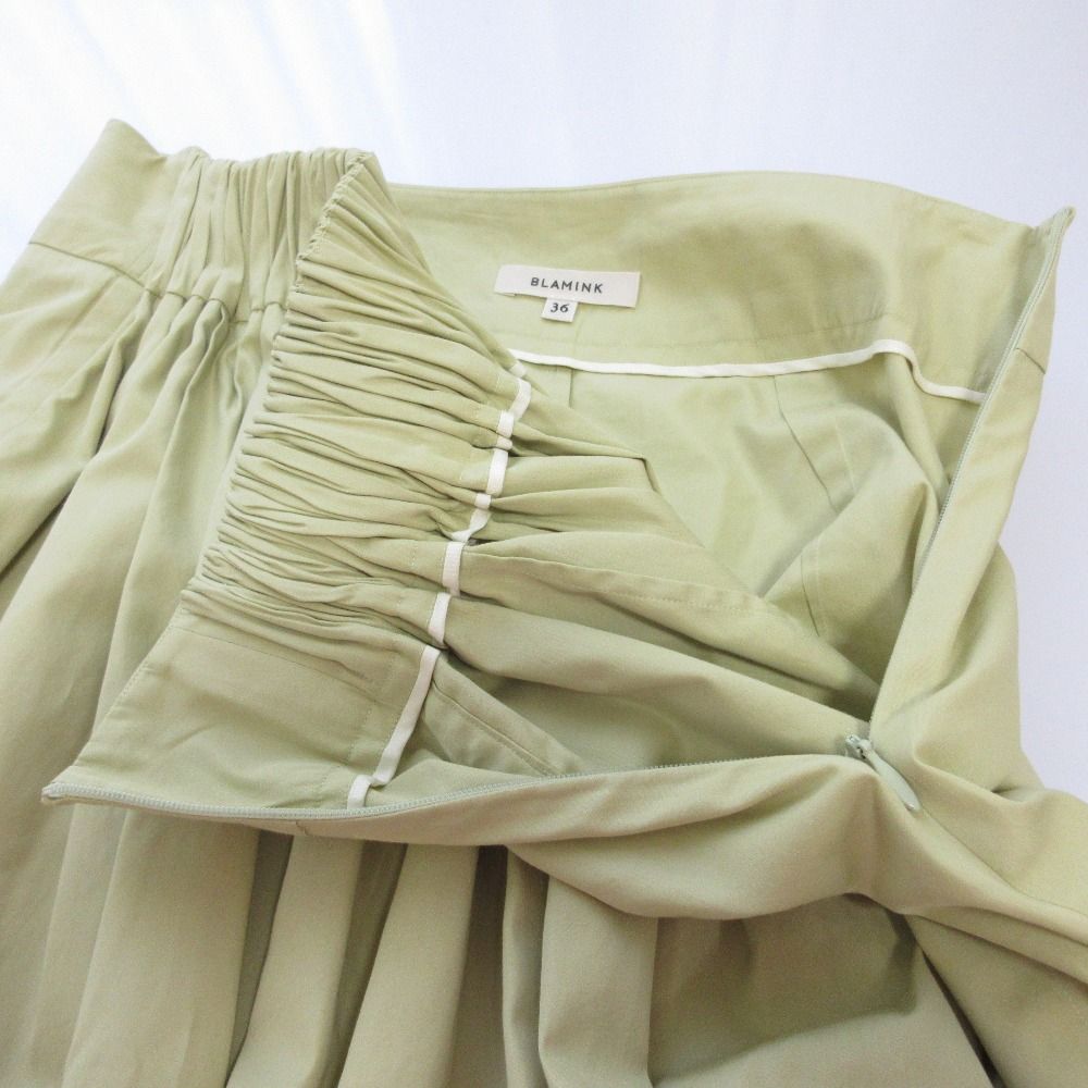ブラミンク コットンシルクギャザーストレートパンツ