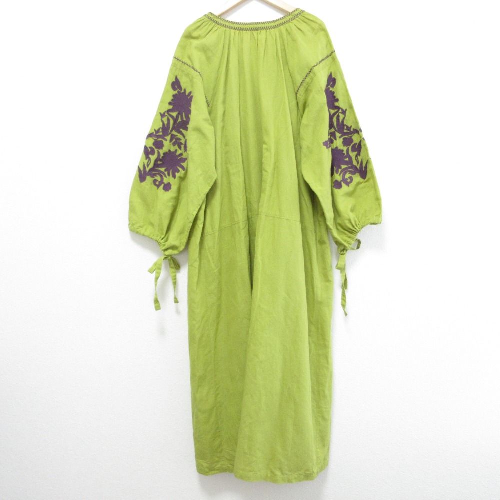Sara mallika サラマリカ エンブロイダリー カフタンワンピース サイズS グリーン レディース 古着
