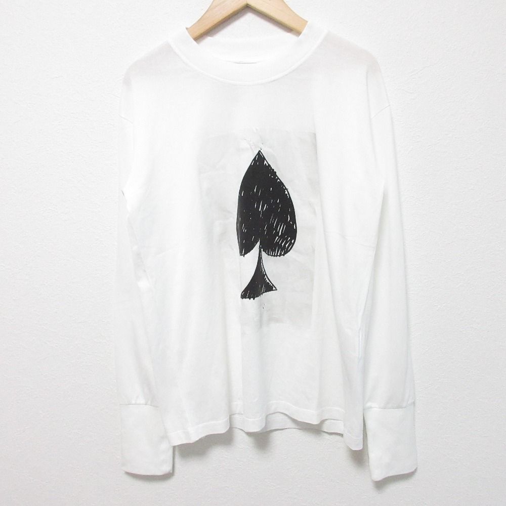 MM 6 Maison Margiela エムエムシックス メゾンマルジェラ スペードプリント ロングスリーブ Tシャツ サイズS ホワイト レディース 古着