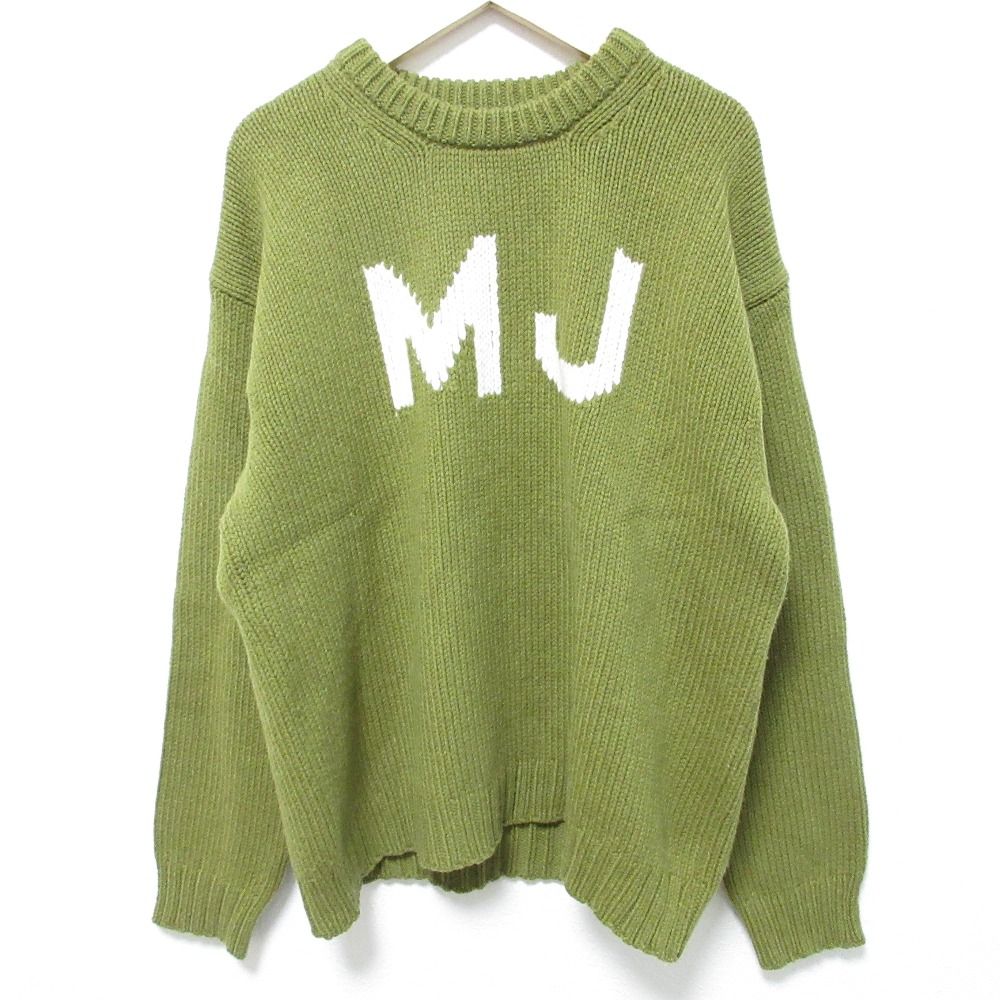 MARC JACOBS マークジェイコブス MJ ジャガードロゴ ビッグセーター ニット サイズXS カーキ レディース 古着