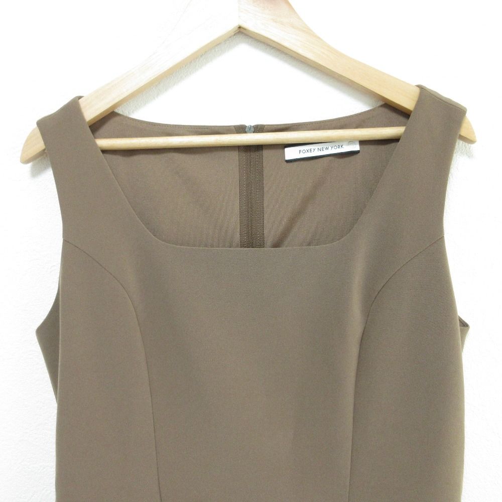 FOXEY NEW YORK ノースリーブワンピース ブラウン FOXEY NEW YORK ブラウン ノースリーブ ワンピース - メルカリ