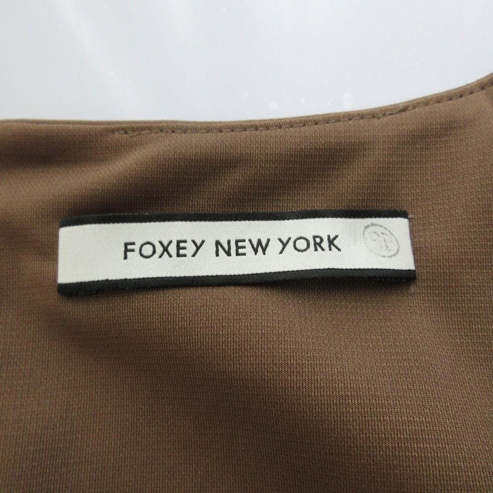 FOXEY NEW YORK ノースリーブワンピース ブラウン FOXEY NEW YORK フォクシーニューヨーク サイドギャザー ノースリーブ