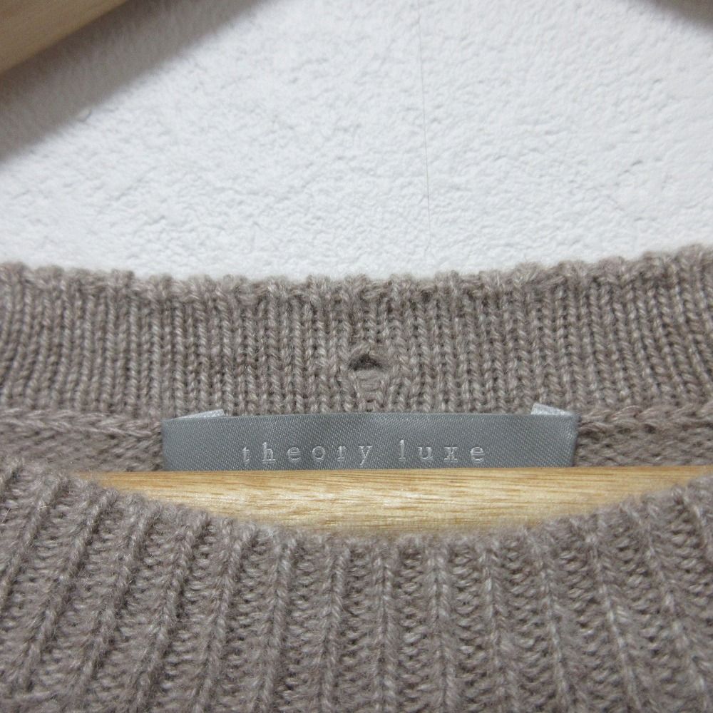  theory luxe セオリーリュクス カシミヤ クルーネック ニットセーター サイズ38 ベージュブラウン レディース 古着 長袖 ニット セーター
