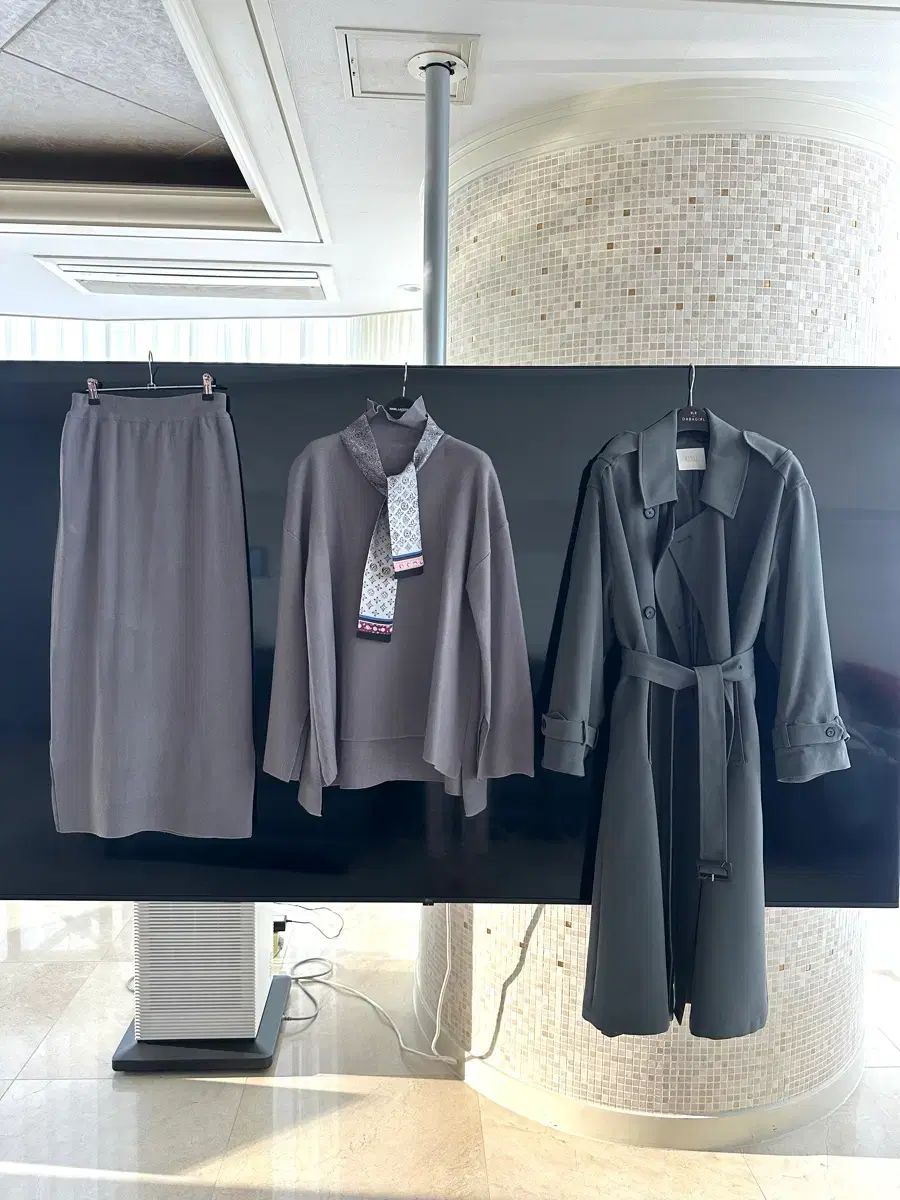 ニットセット スカーフ トレンチコート