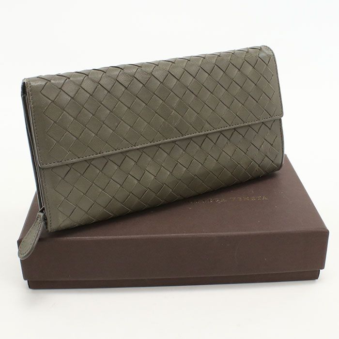 BOTTEGA VENETA ボッテガ ヴェネタ ラージ フラップウォレット イントレチャート 長財布二折 ラムスキン レディース