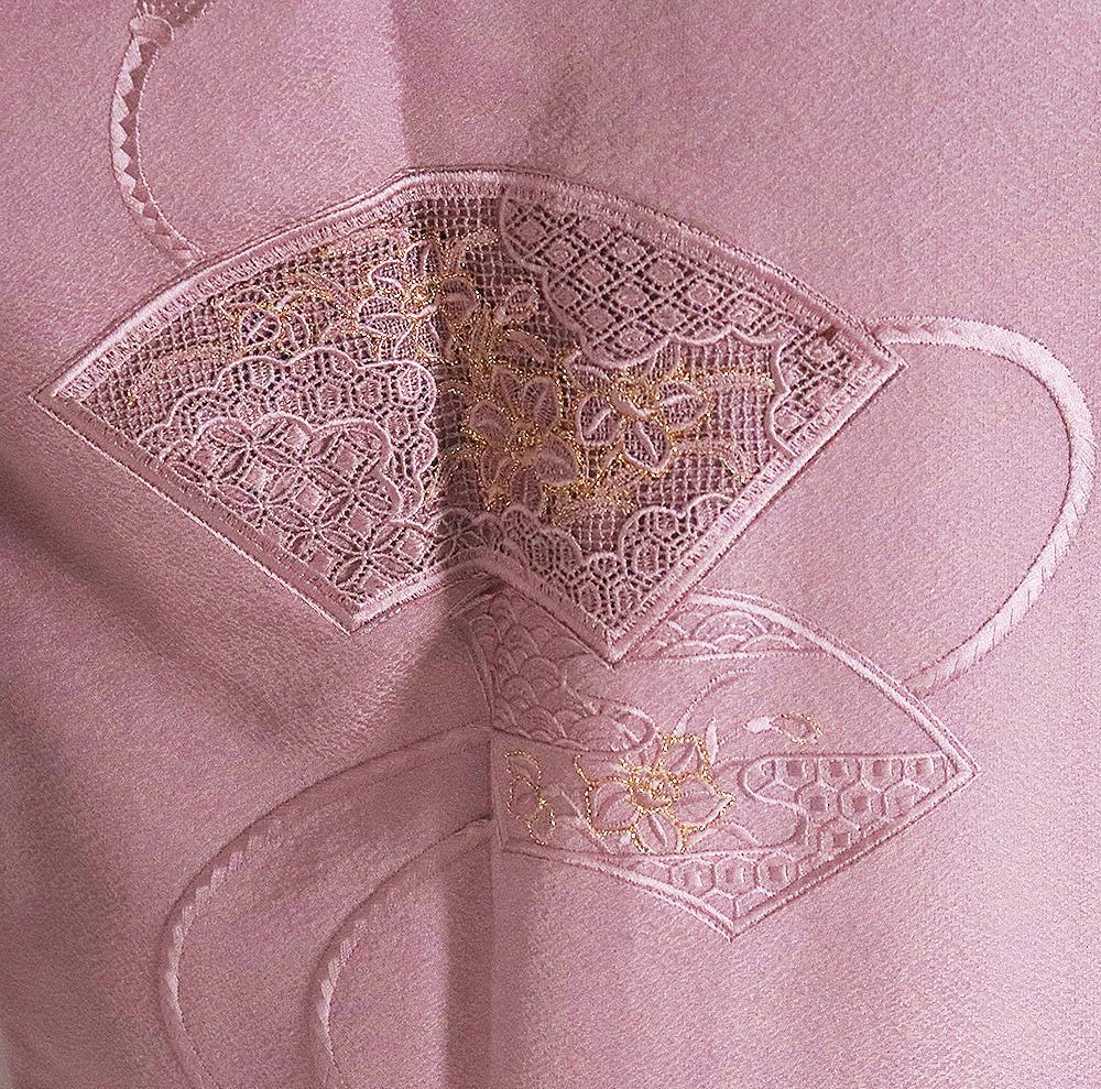  の特売品 秋冬用 和装コート 道行コート 袷 正絹 渋い紫 汕頭刺 水仙 地紙文 Sサイズ A 5322 レディース 羽織 着物 浴衣