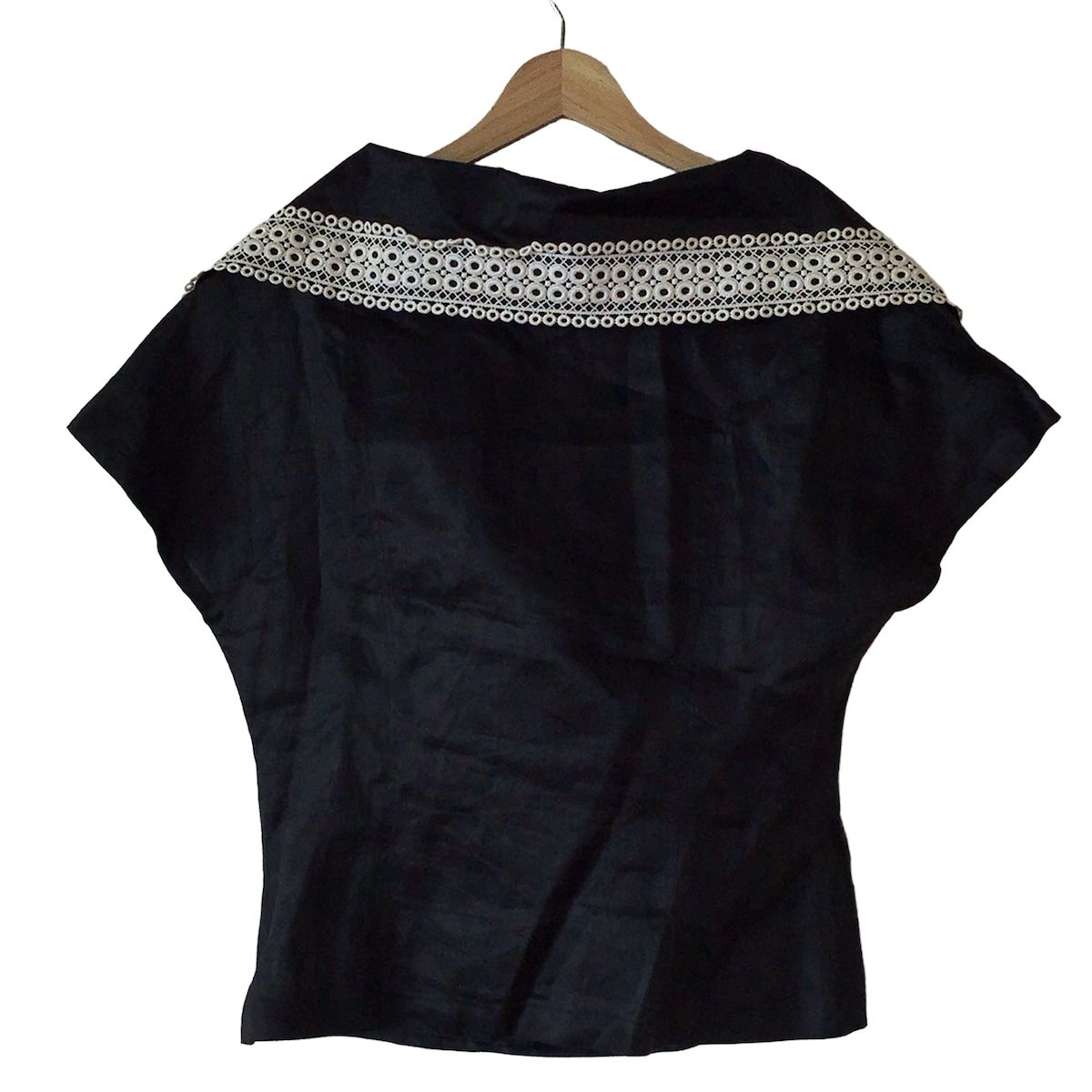 DIOR ChristianDior ディオール クリスチャンディオール 半袖シャツブラウス サイズM レディース - 黒 麻 レース