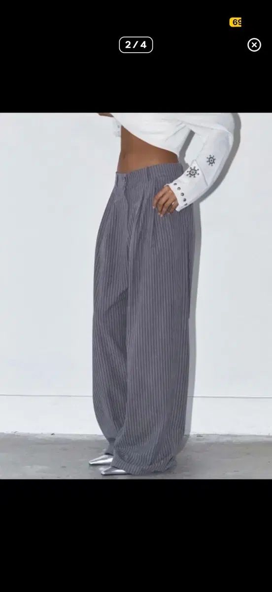 ポリ オーバーサイズ パンツ グレー