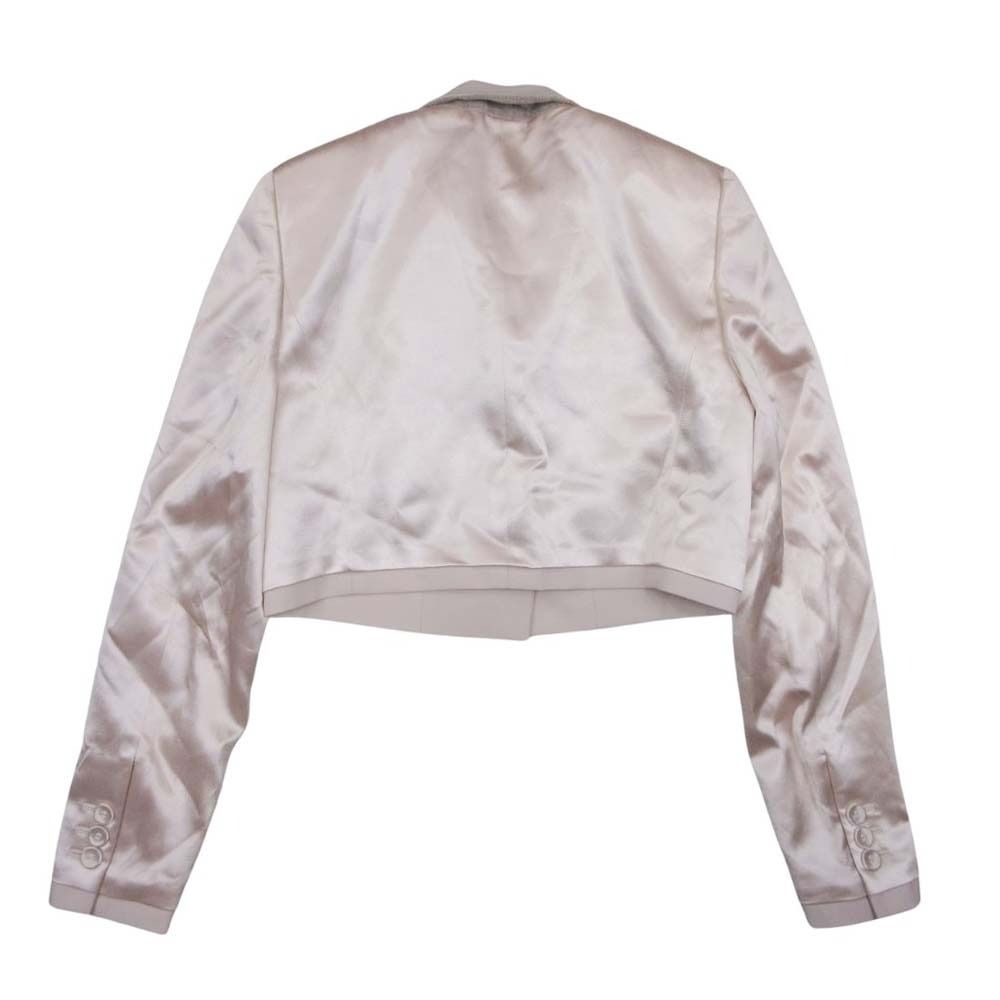 22 ss FENDI フェンディ サテン ピークドラペル クロップド ジャケット ショート ブレザー アウター 38 ライトピンク レディース 古着