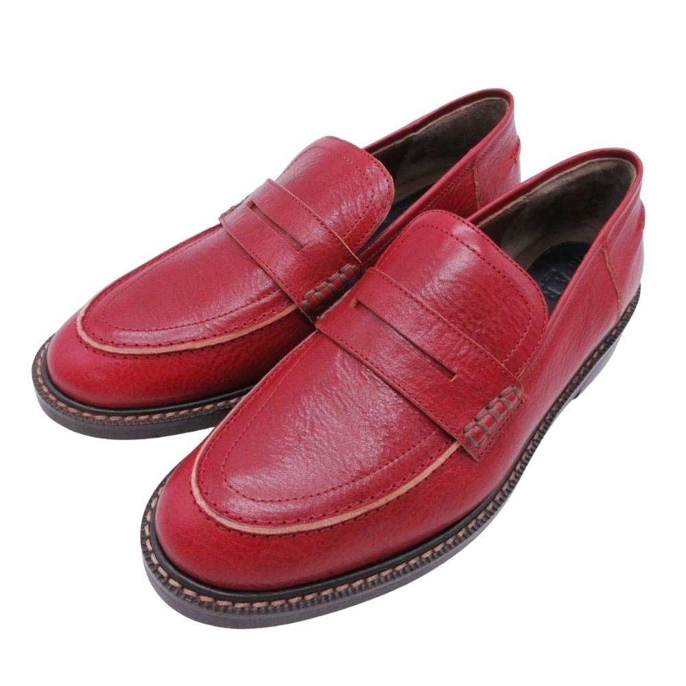 MARNI マルニ カーフレザー コインローファー ペニーローファー モカシン スリッポン 牛革 靴 37 23.5 赤 レッド レディース 古着