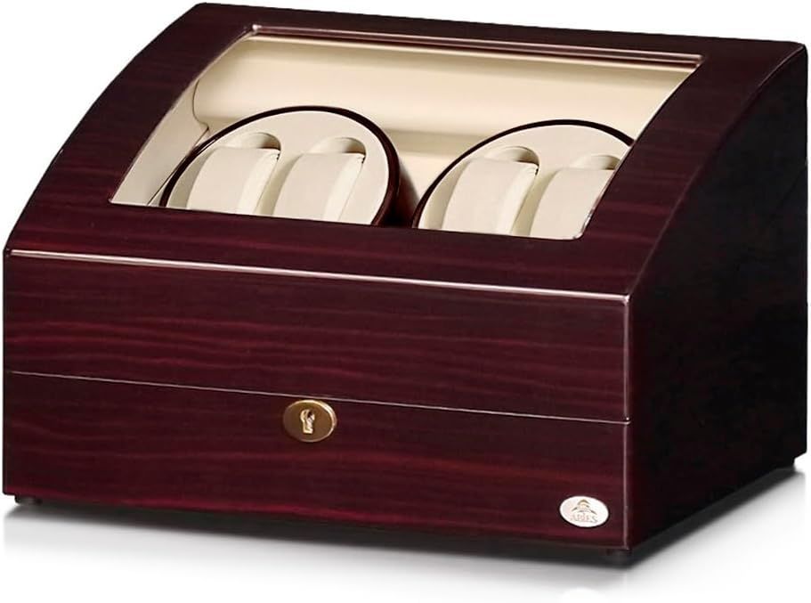 ABIES アビエス ワインディングマシーン 4本巻 4連 ゼブラウッド 時計 腕時計用ケース 収納 ウォッチワインダー 腕時計 自動巻き 電池式