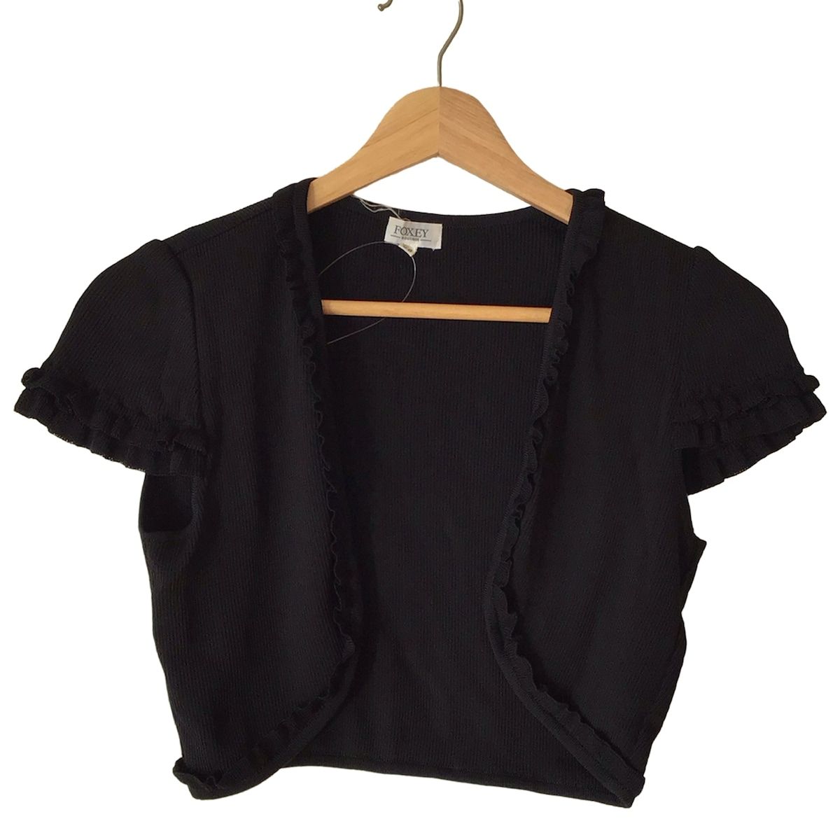 極美品　foxey フリル　ブラウス　カーディガン　ブラック　黒　フォクシー FOXEYフォクシーニューヨーク フリル カーデガン - メルカリ