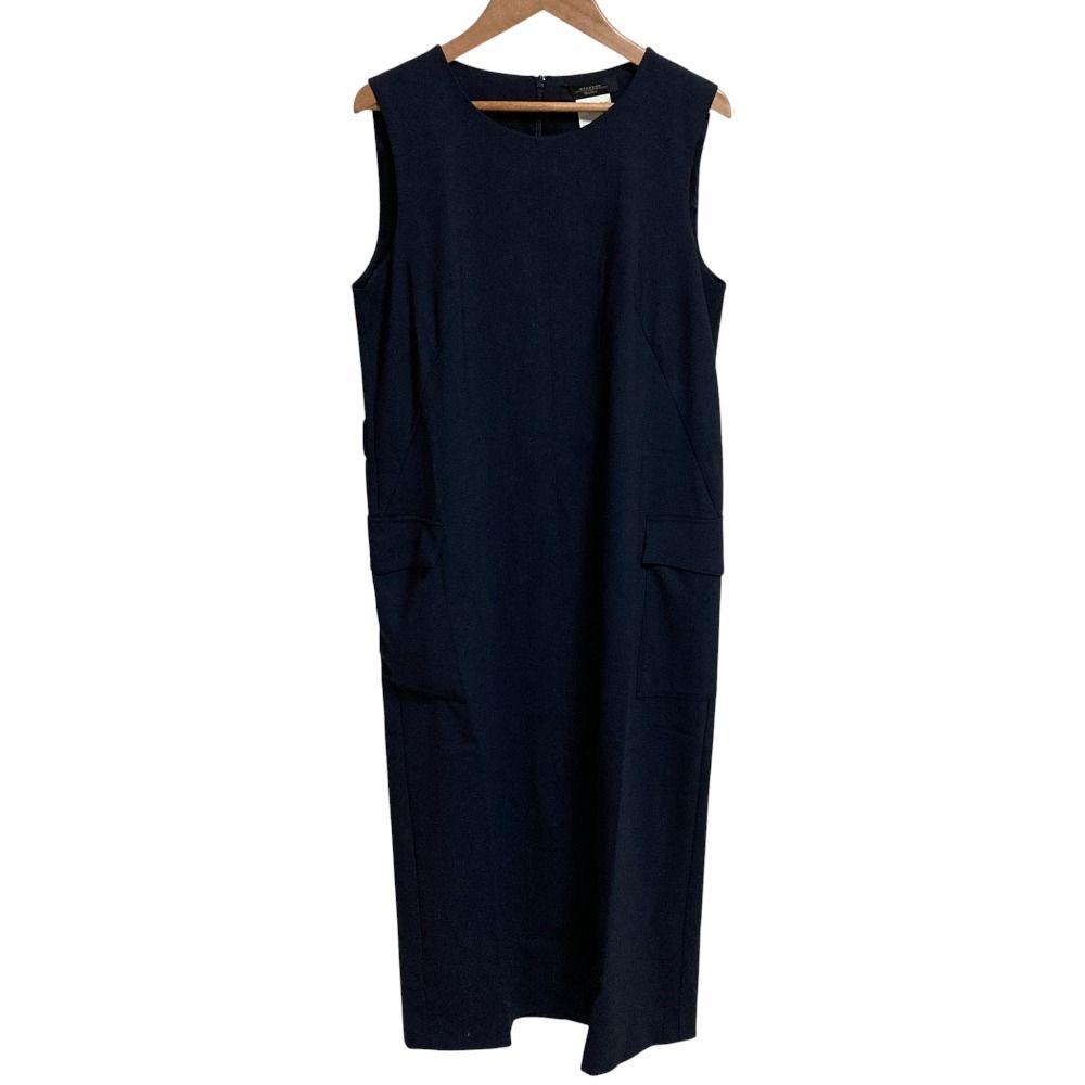 WEEKEND MAX MARA ウィークエンドマックスマーラ ベルト付き ノースリーブ ロングワンピース サイズ38 ネイビー レディース 古着
