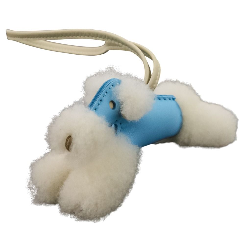  HERMES エルメス バディ バッグチャーム K刻印 製造 ブルー ホワイト メンズ レディース 古着 キーホルダー キーリング 小物