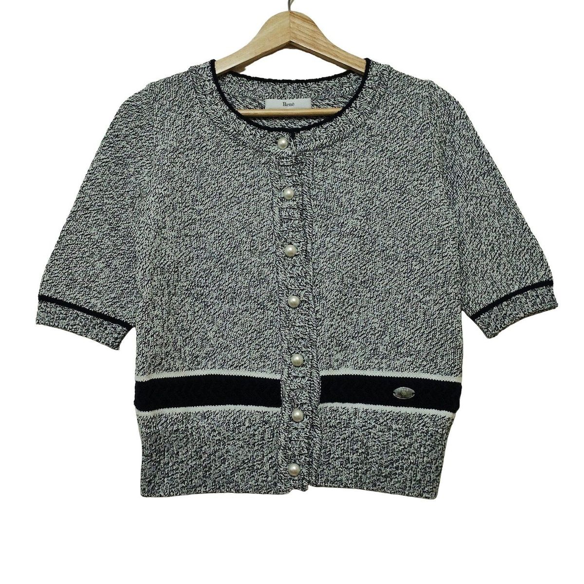 Rene(ルネ) カーディガン サイズ36 S レディース美品 - 白×ネイビー