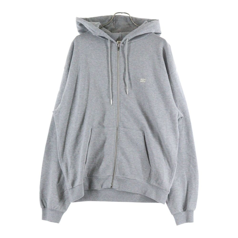 CELINE トリオンフ 刺繍　ルーズフーディ コットン カシミア グレー CELINE (セリーヌ) トリオンフ刺繍ジップアップパーカー フーディー