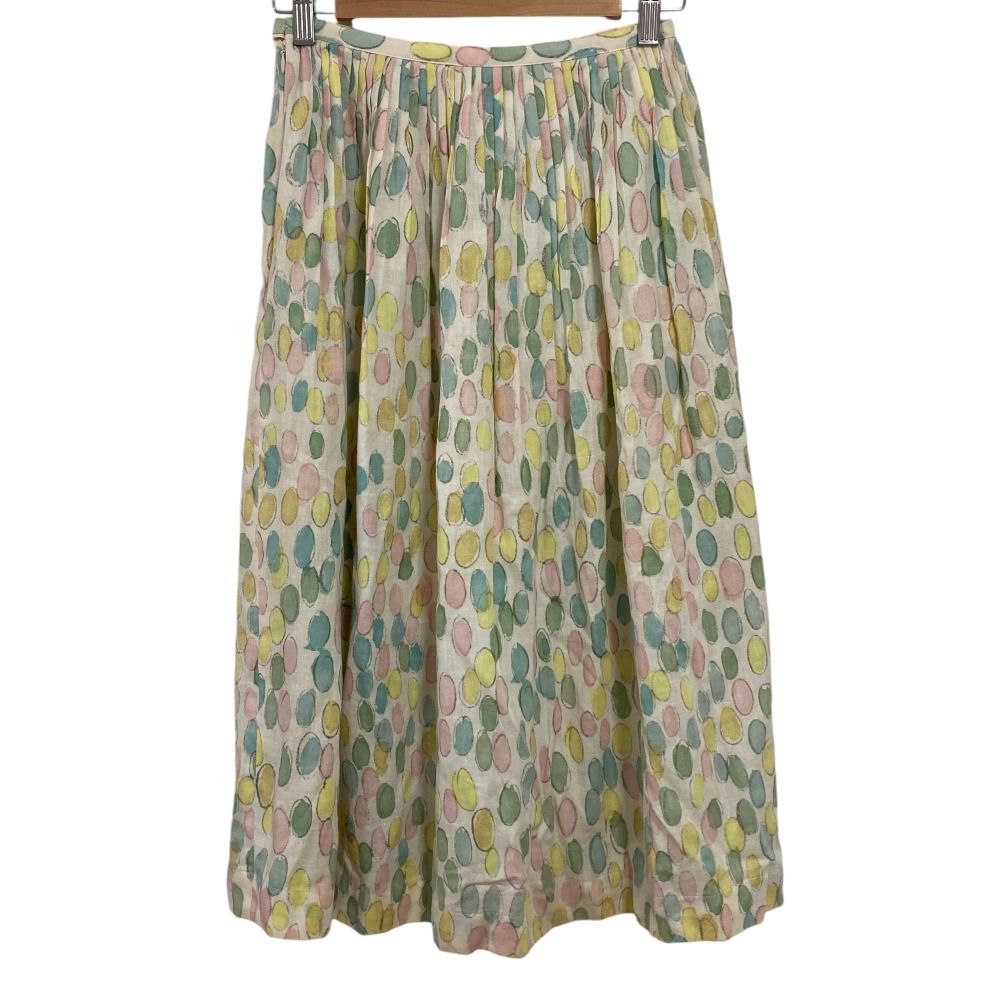 mina perhonen ミナペルホネン jelly beans ギャザーフ スカート オフホワイト マルチ レディース 古着