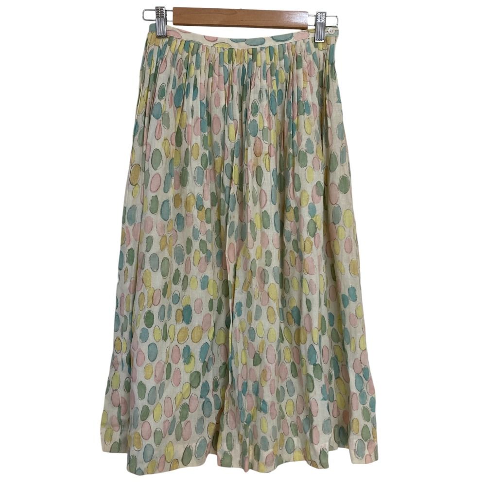 mina perhonen ミナペルホネン jelly beans ギャザーフ スカート オフホワイト マルチ レディース 古着