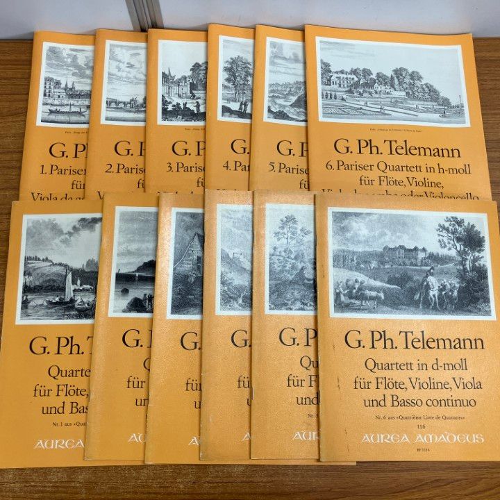 01 ! ゲオルク フィリップ テレマンの楽譜12冊セット 輸入楽譜 洋書 ドイツ語 クラシック フルート ヴィオラ バイオリン B