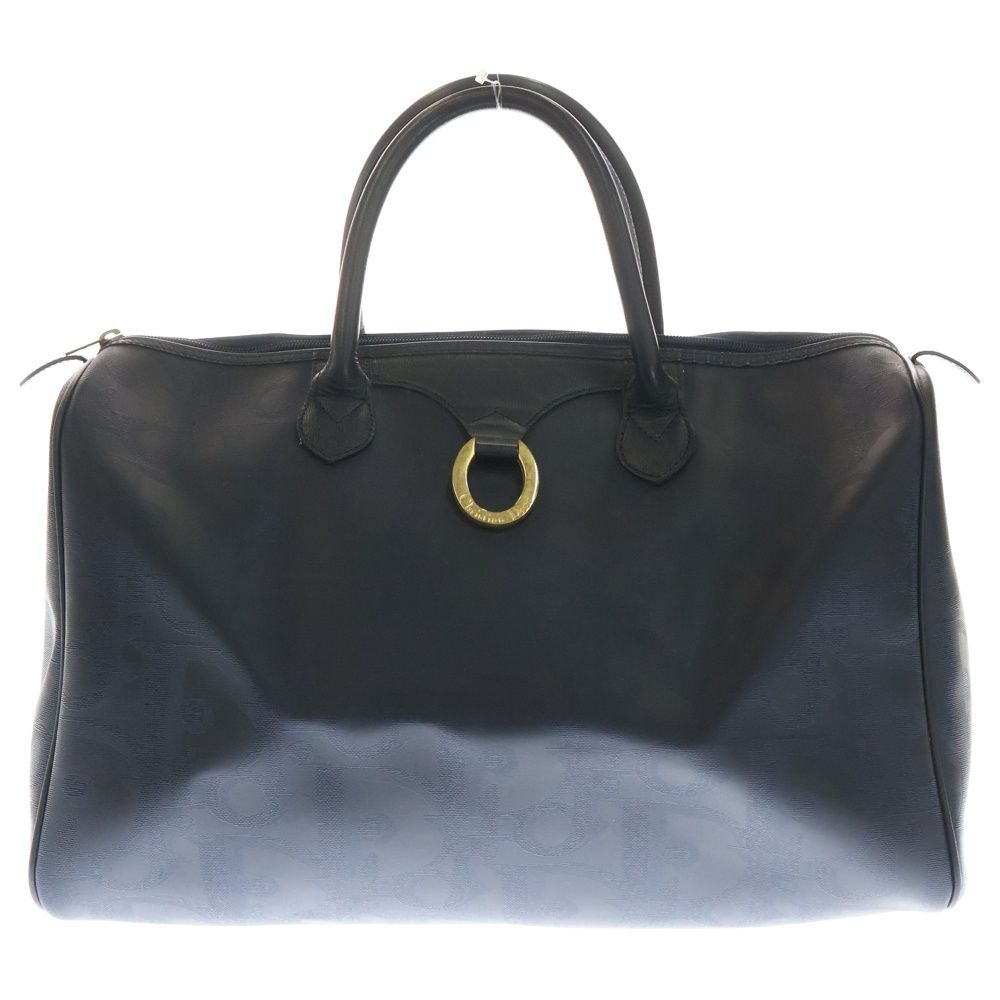 Christian Dior クリスチャンディオール フランス製 ロゴ金具 トロッターデザイン PVCコーティングキャンバス ボストンバッグ ネイビー