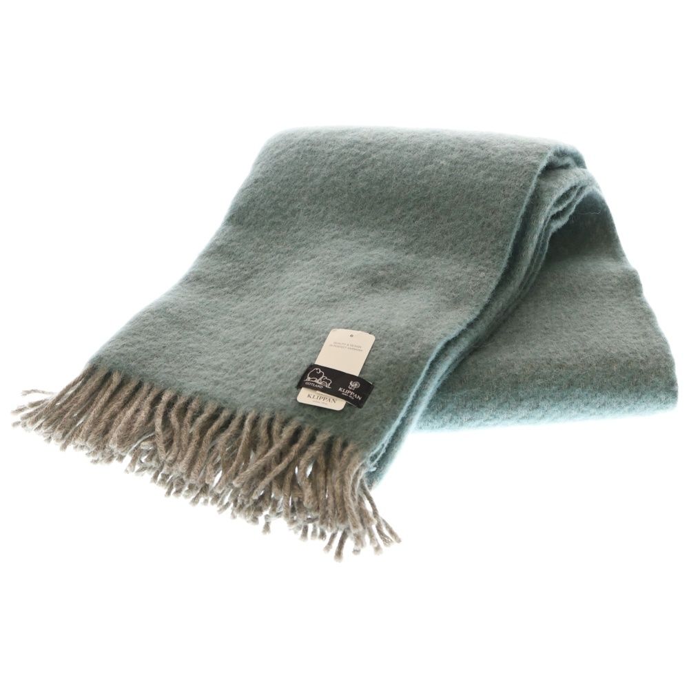 KLIPPAN クリッパン ラトビア製 大判 ウール フリンジストール マフラー ブルー