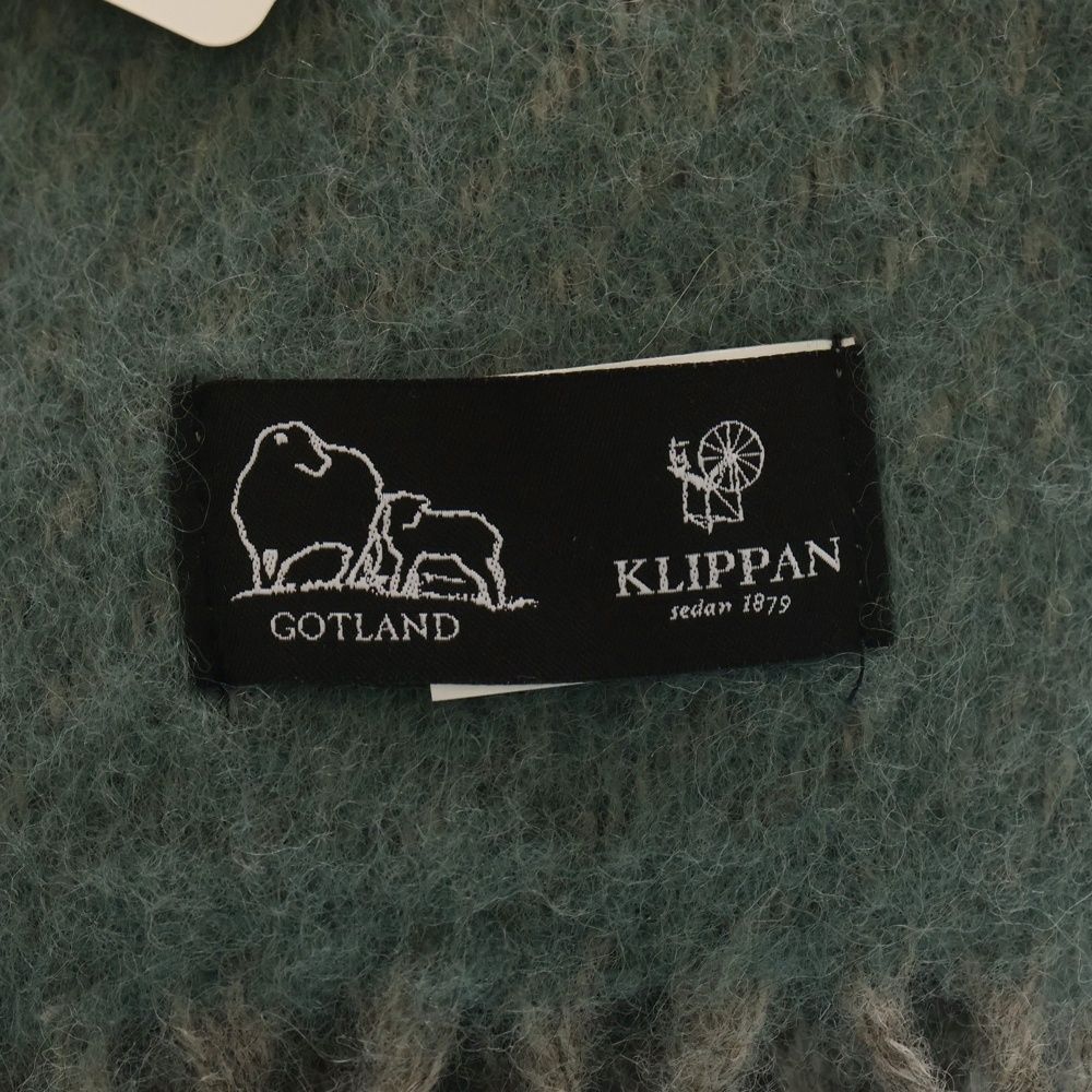  KLIPPAN クリッパン ラトビア製 大判 ウール フリンジストール マフラー ブルー その他 その他