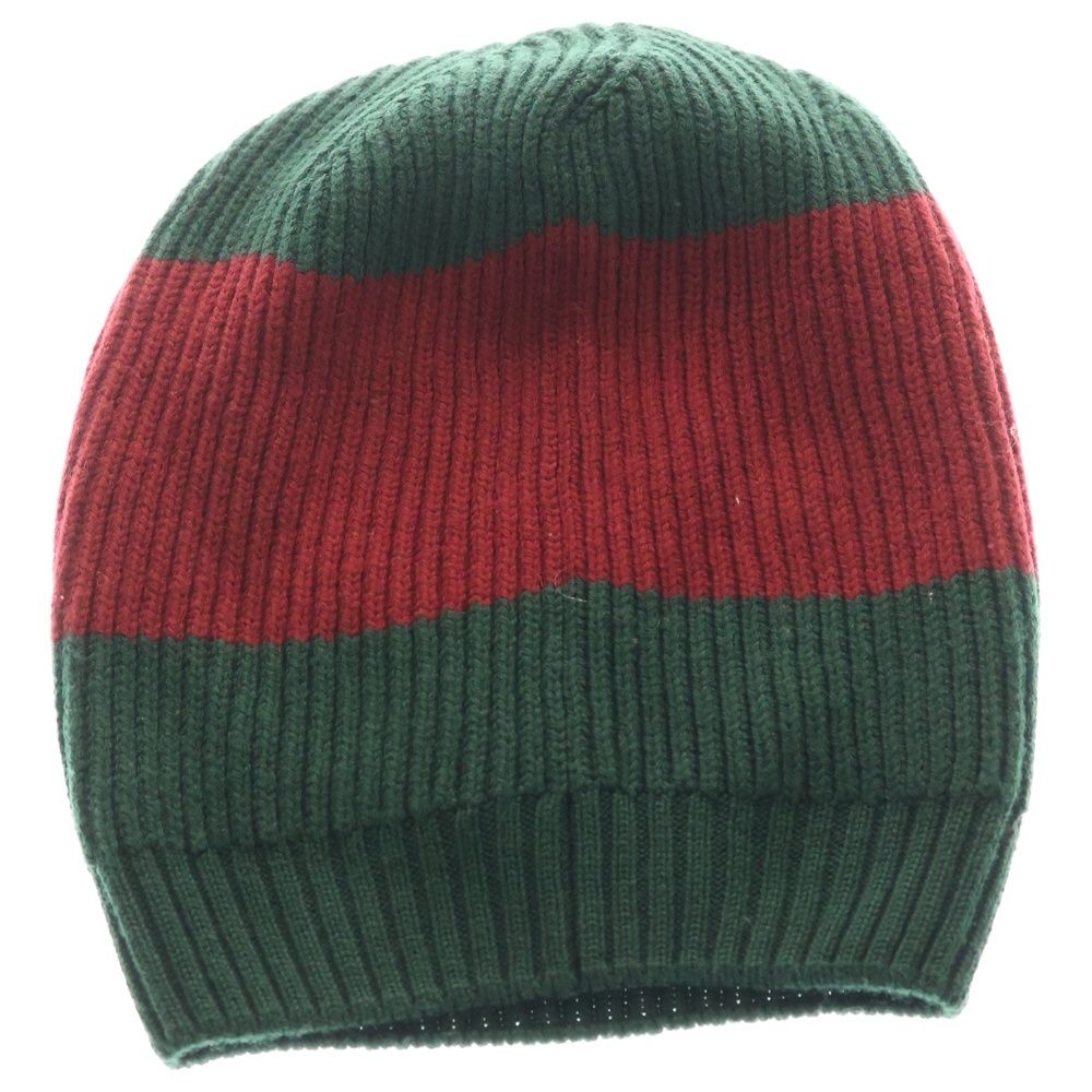 GUCCI グッチ ダブルGG メタルロゴ ニット帽 ビーニー グリーン レッド 310777 3 G 206