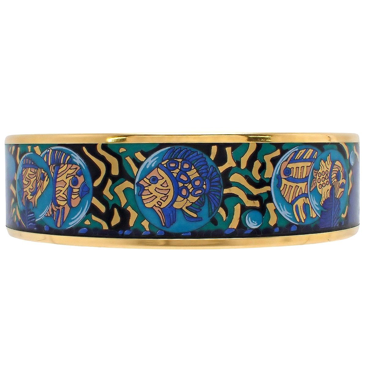 美品✨ エルメス エマイユ GM 七宝焼き エナメル バングル ブルー ゴールド HERMES（エルメス） エマイユGM 七宝焼き インディアン バングル
