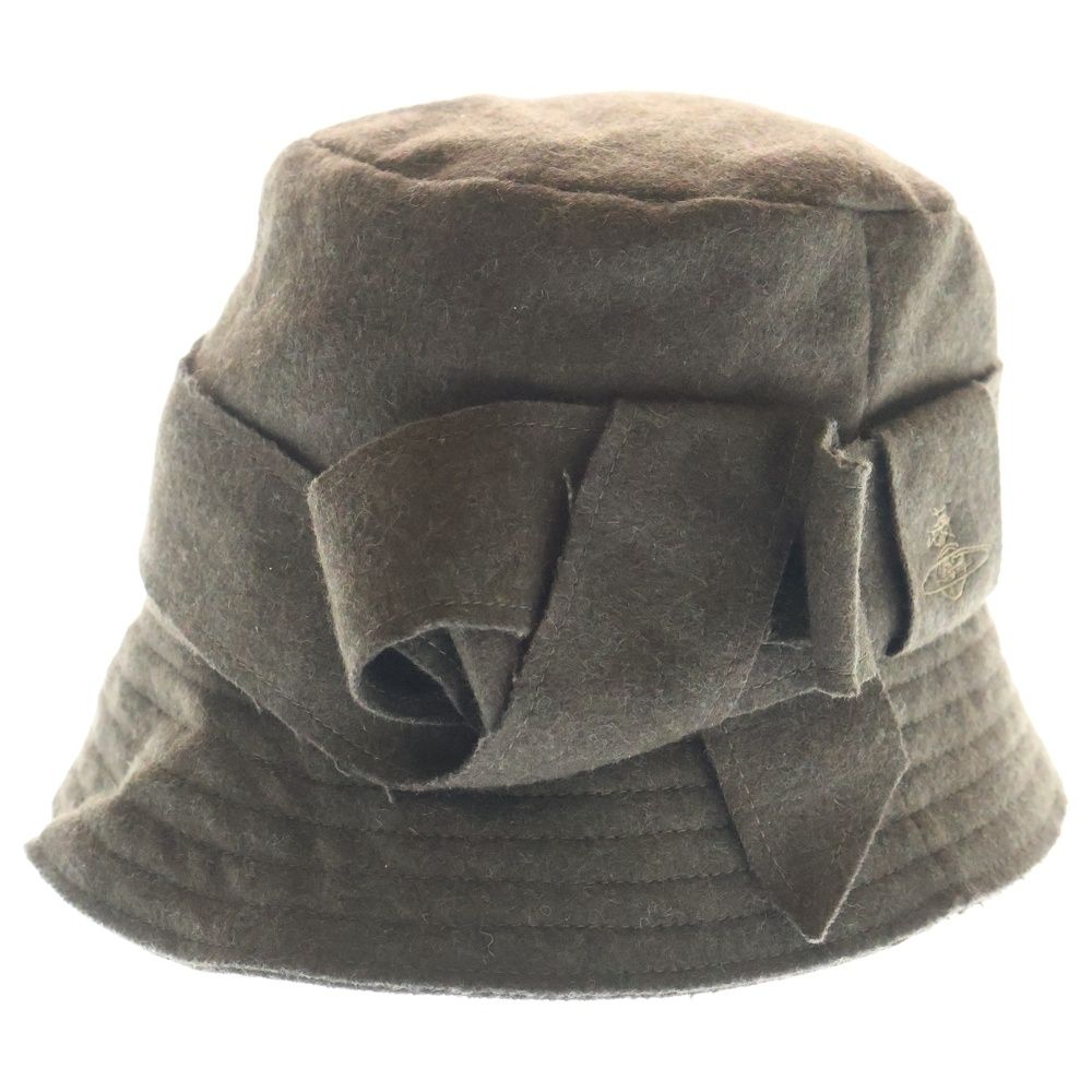 Vivienne Westwood ヴィヴィアンウエストウッド オーブロゴ ウールリボンバケットハット 帽子 ブラウン