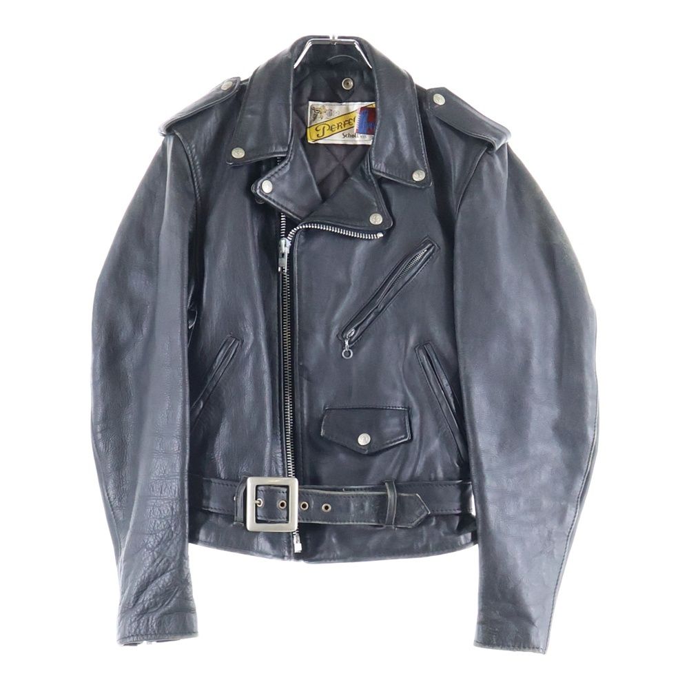 美品✨️ショット ダブルライダースジャケット 34 ブラック レザー USA製 ブラック ダブルライダース レザー ショット ライダース