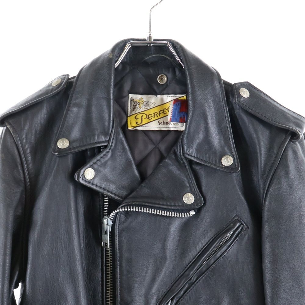 美品✨️ショット ダブルライダースジャケット 34 ブラック レザー USA製 ブラック ダブルライダース レザー ショット ライダース