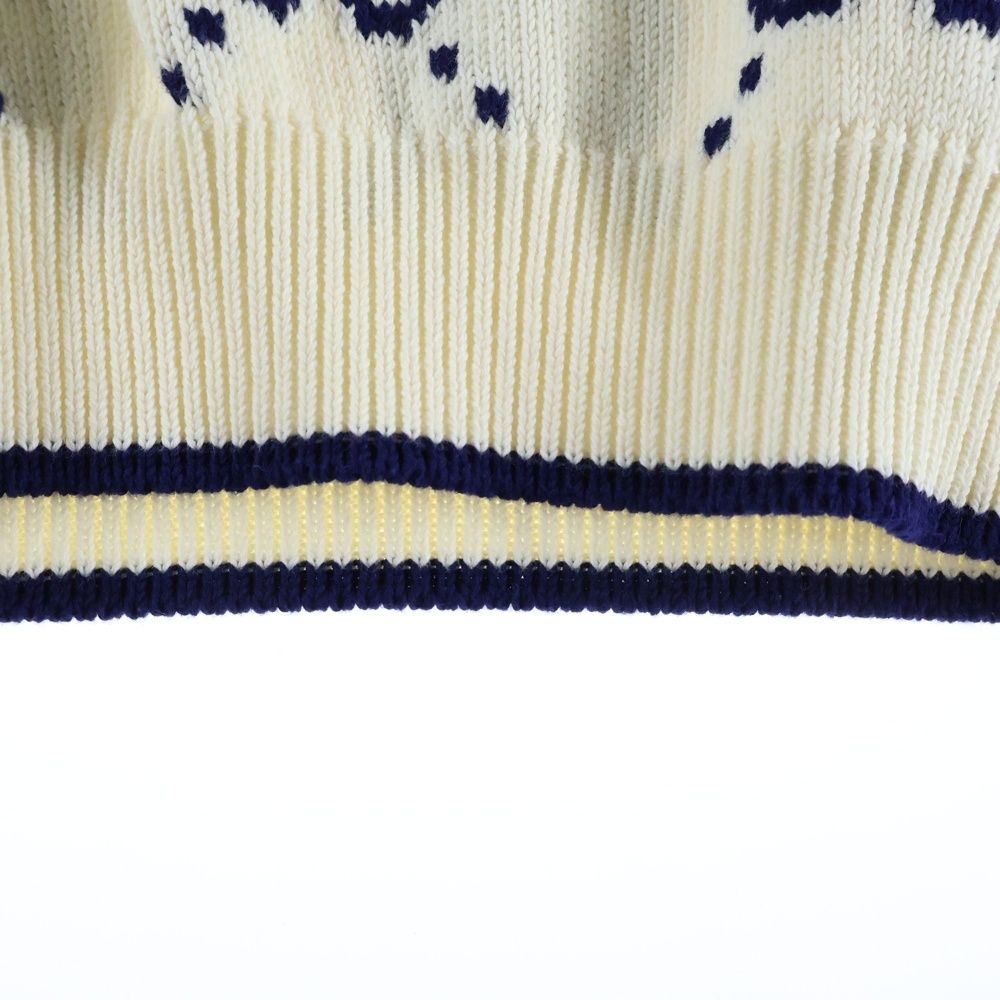 GUCCI (グッチ) GGジャガード クルーネック長袖ニットセーター ブルー